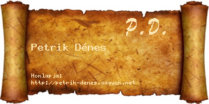 Petrik Dénes névjegykártya